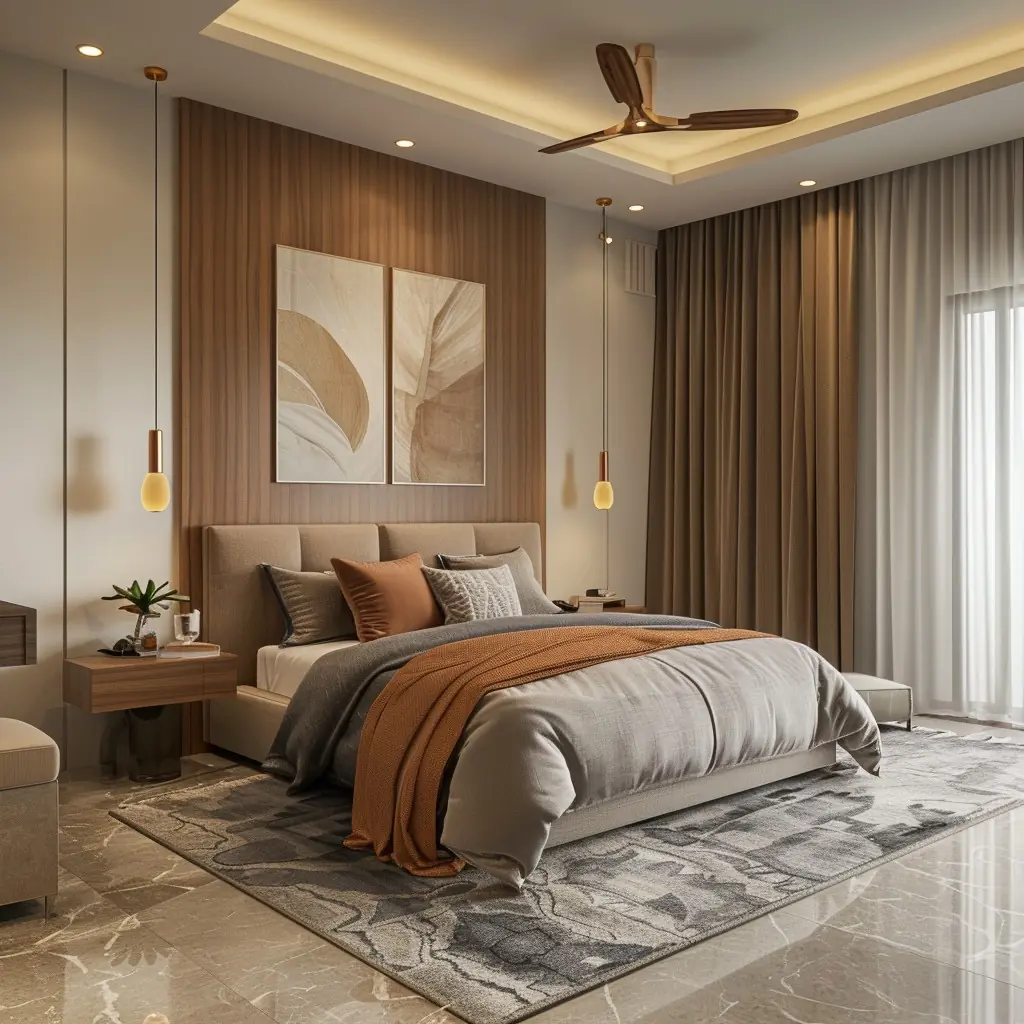 Cream bedroom with wardrobe